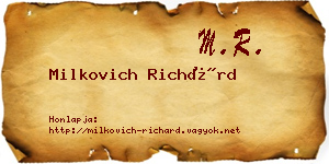 Milkovich Richárd névjegykártya